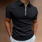 Hugo's Polo | Casual herenpolo met rits in de kleur Zwart voor heren in stijl ideaal voor de lente.