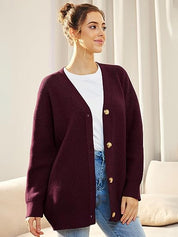 Ilse Jacobsen | Lichte cardigan met V-hals en knoopjes in de kleur Bordeaux voor dames in stijl ideaal voor de winter