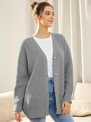 Ilse Jacobsen | Lichte cardigan met V-hals en knoopjes in de kleur Grijs voor dames in stijl ideaal voor de winter