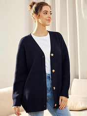 Ilse Jacobsen | Lichte cardigan met V-hals en knoopjes in de kleur Marineblauw voor dames in stijl ideaal voor de winter