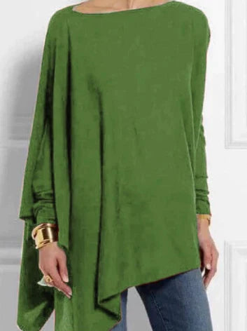 Iris | Elegante poncho van kasjmiermix met asymmetrische snit in de kleur Groen voor dames in Heritage stijl ideaal voor de herfst.
