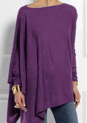 Iris | Elegante poncho van kasjmiermix met asymmetrische snit in de kleur Paars voor dames in Heritage stijl ideaal voor de herfst.