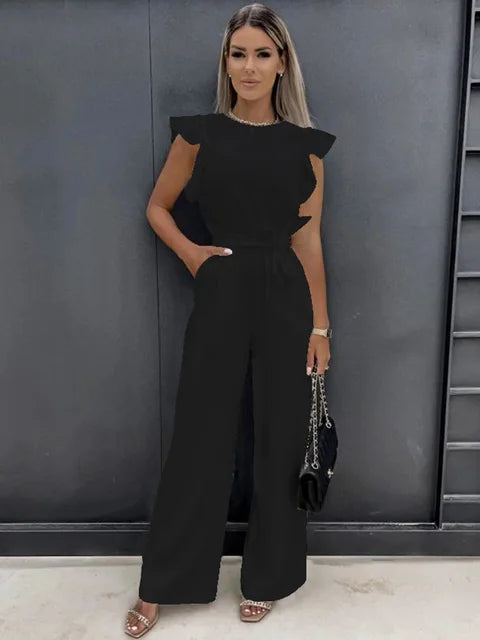 PASUDA Jumpsuit voor dames, zomer, korte tuinbroek, casual, mouwloos, speelpak, katoenen rompertje, verstelbare schouderriem, wijde pijpen, korte