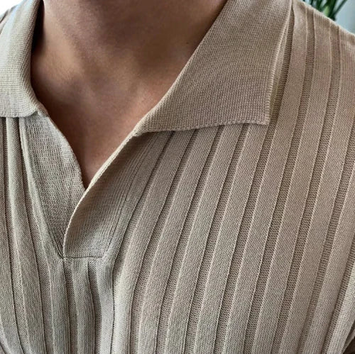 James | Ribgebreid katoenen poloshirt in de kleur Wit voor heren in Smart-casual stijl ideaal voor de herfst.