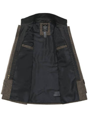 Jan | Herenjack van wolmix met opstaande kraag in de kleur Koffie voor heren in Heritage stijl ideaal voor de herfst.