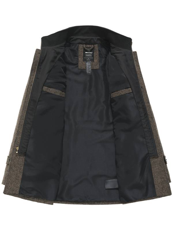 Jan | Herenjack van wolmix met opstaande kraag in de kleur Koffie voor heren in Heritage stijl ideaal voor de herfst.