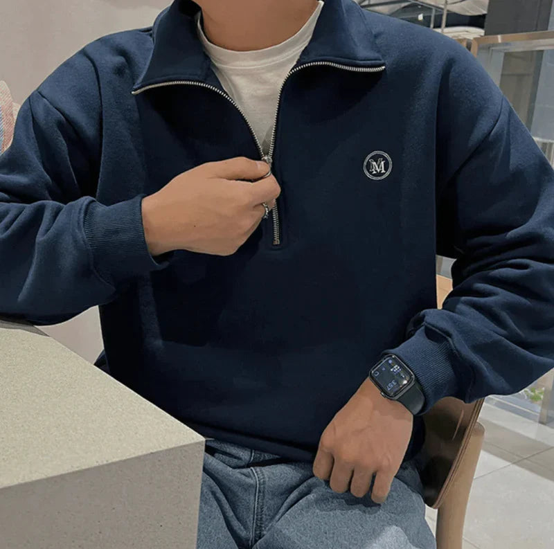 Jan | Katoenen vest met rits in de kleur Blauw voor heren in Smart-casual stijl geschikt voor alle seizoenen.