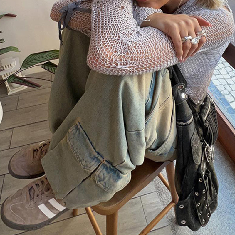 Jeanne | Gewassen cargojeans voor dames in de kleur Grijs voor dames in Outdoor stijl ideaal voor de winter