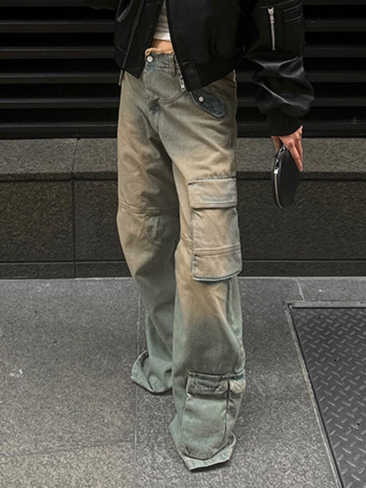 Jeanne | Gewassen cargojeans voor dames in de kleur Grijs voor dames in Outdoor stijl ideaal voor de winter