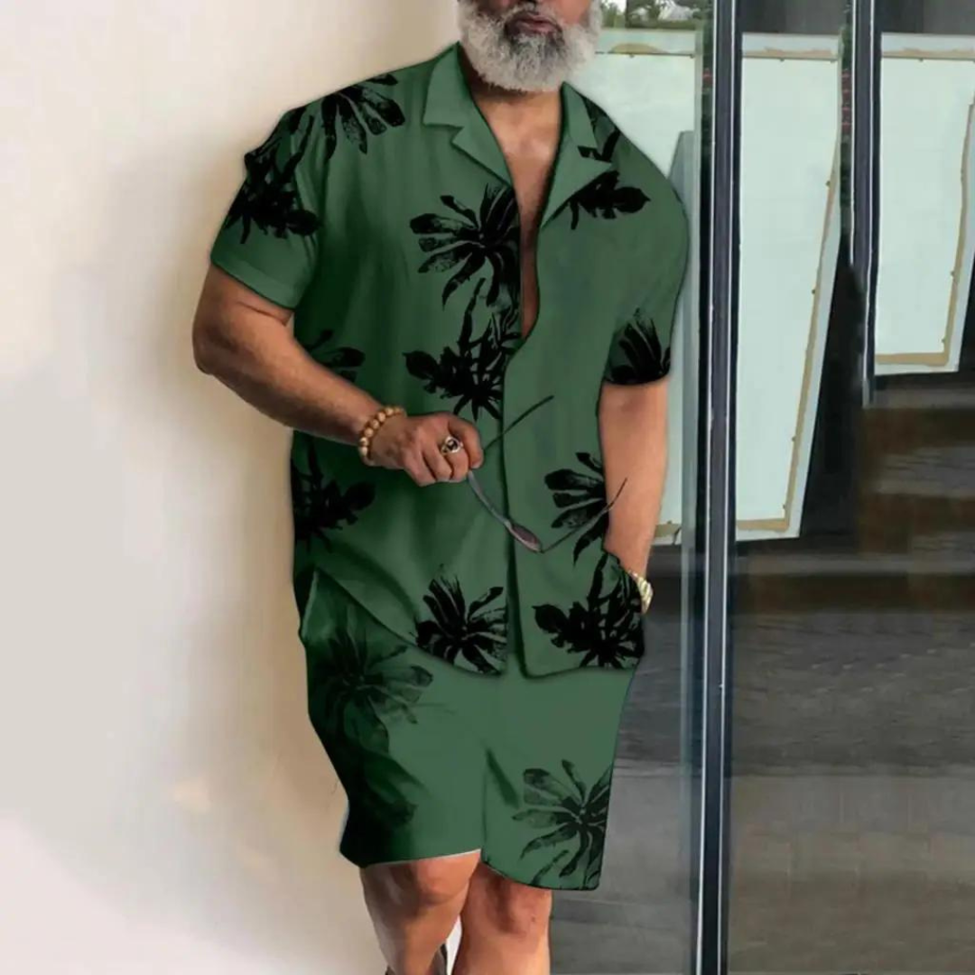 Jelle | Oversized strand heren set in de kleur Groen voor heren in Beach stijl ideaal voor de zomer.