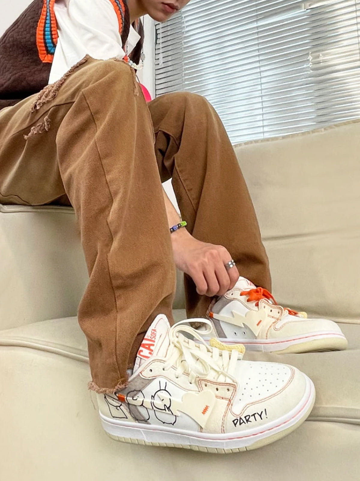 Jelmer | Ademende heren sneakers in de kleur Oranje voor heren in stijl geschikt voor alle seizoenen.