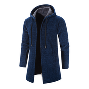 Jens | Lange heren hoodie jas in de kleur Blauw voor heren in Lounge stijl ideaal voor de winter