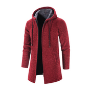 Jens | Lange heren hoodie jas in de kleur Rood voor heren in Lounge stijl ideaal voor de winter