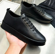 Jerry | Lente lederen sneakers voor heren in de kleur Zwart voor heren in stijl ideaal voor de herfst.