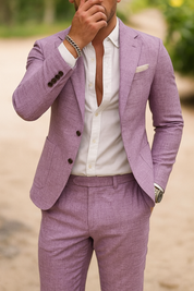 Johannes | Stijlvol linnen herenpak in de kleur Lila voor heren in Formal stijl ideaal voor de lente.