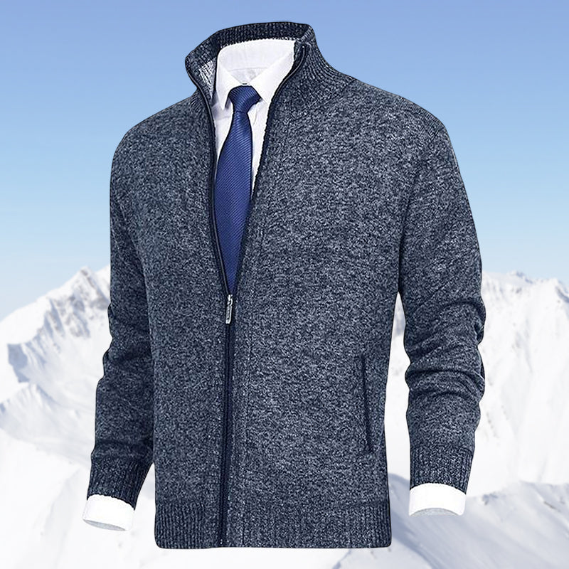 John | Elegant heren vest met rits, kraag en zakken in de kleur Blauw voor heren in stijl ideaal voor de herfst.