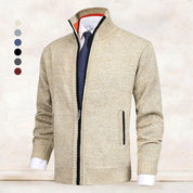 John | Elegant heren vest met rits, kraag en zakken in de kleur Beige voor heren in stijl ideaal voor de herfst.
