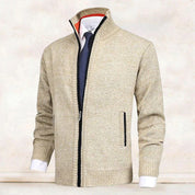 John | Elegant heren vest met rits, kraag en zakken in de kleur Beige voor heren in stijl ideaal voor de herfst.