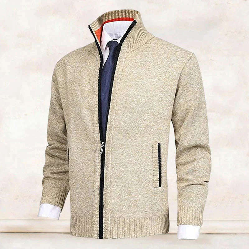 John | Elegant heren vest met rits, kraag en zakken in de kleur Beige voor heren in stijl ideaal voor de herfst.