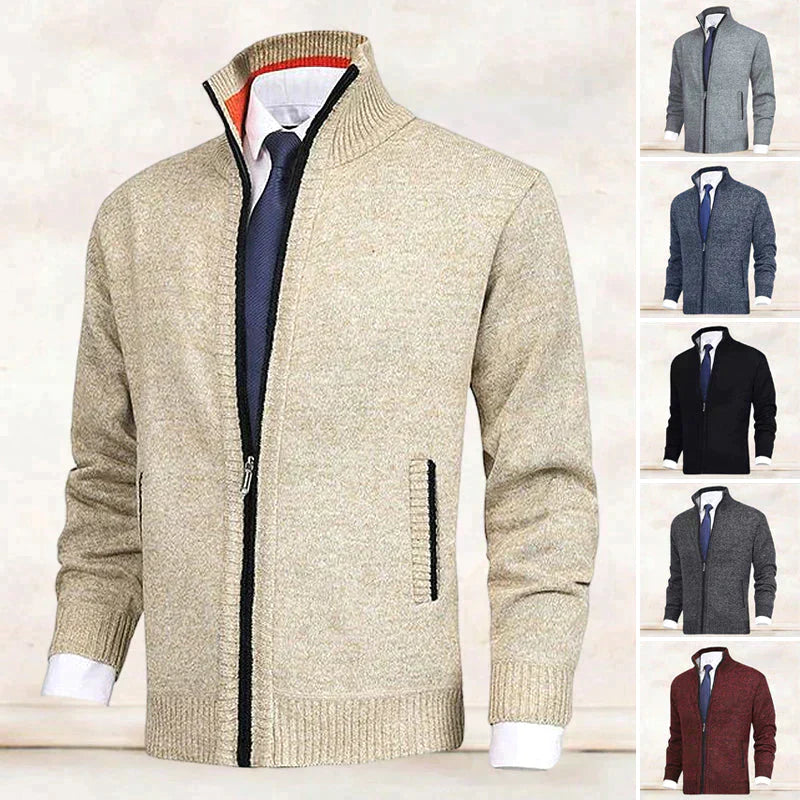 John | Elegant heren vest met rits, kraag en zakken in de kleur Beige voor heren in stijl ideaal voor de herfst.