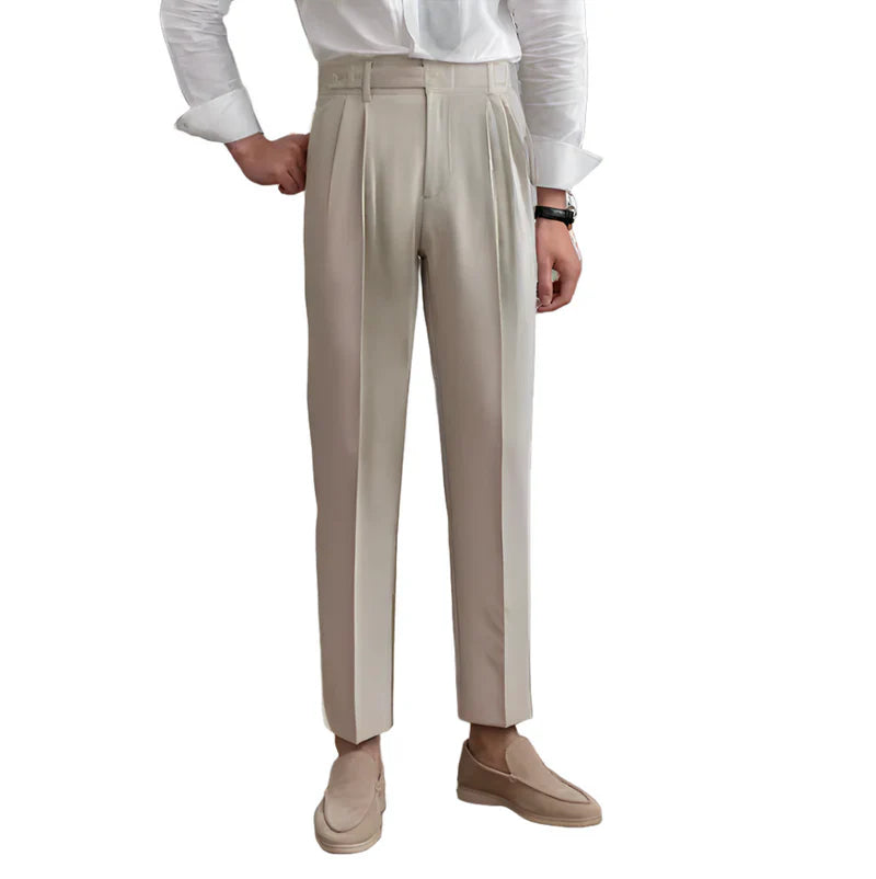Jordy | Hoge taille pantalon in de kleur Beige voor heren in Formal stijl geschikt voor alle seizoenen.