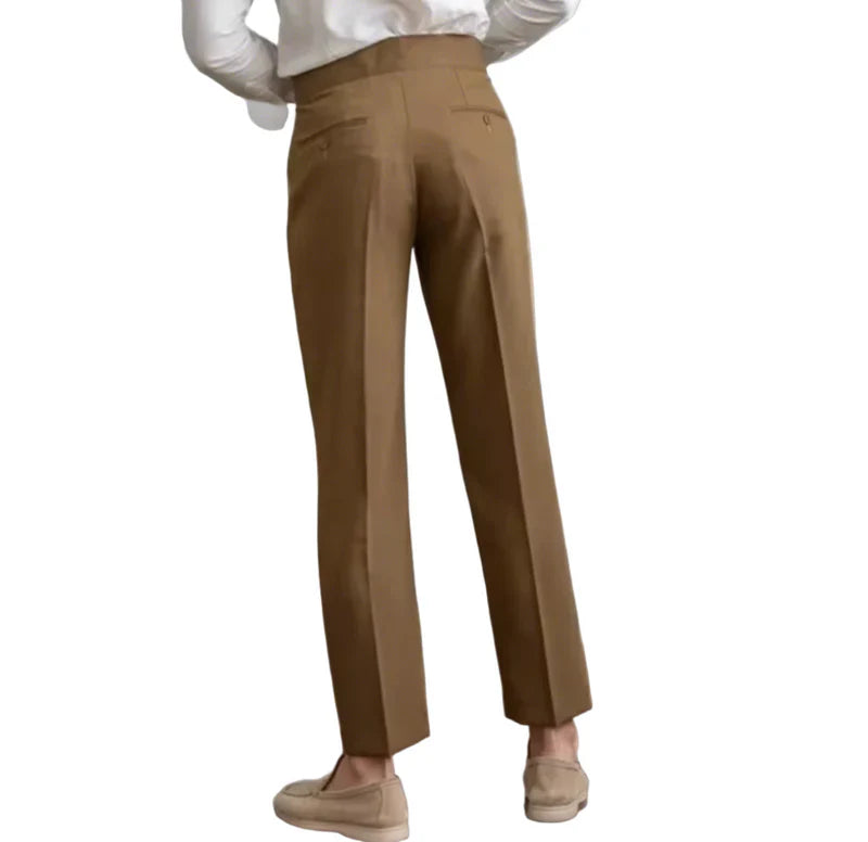 Jordy | Hoge taille pantalon in de kleur Bruin voor heren in Formal stijl geschikt voor alle seizoenen.