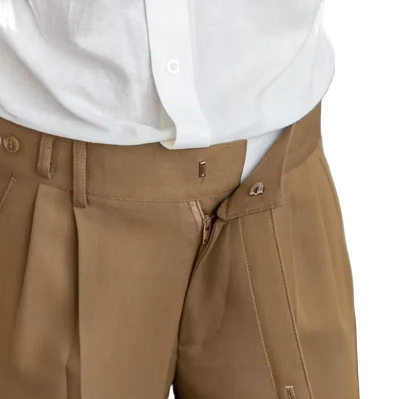 Jordy | Hoge taille pantalon in de kleur Bruin voor heren in Formal stijl geschikt voor alle seizoenen.