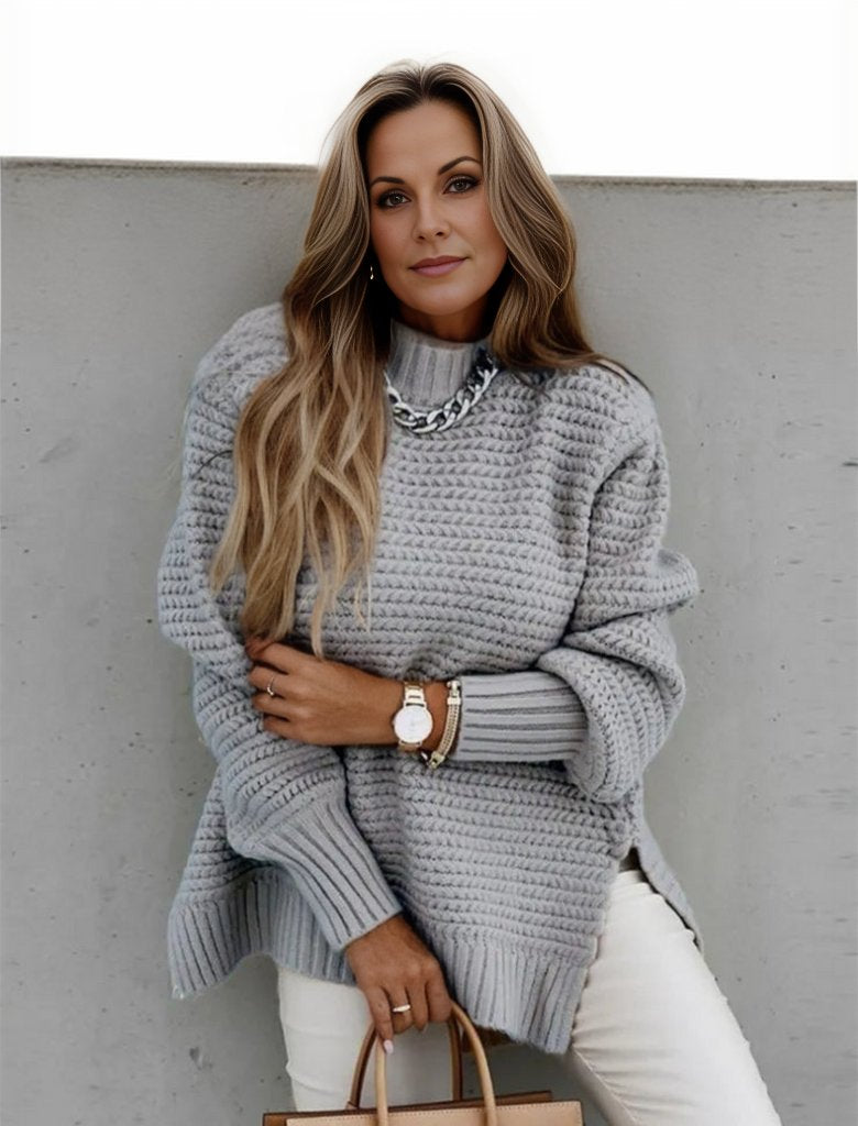 Josy Trui | Zachte Gebreide Trui voor Dames in de kleur Grijs voor dames in Lounge stijl ideaal voor de herfst.