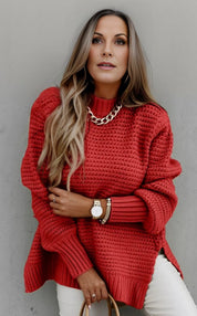 Josy Trui | Zachte Gebreide Trui voor Dames in de kleur Rood voor dames in Lounge stijl ideaal voor de herfst.