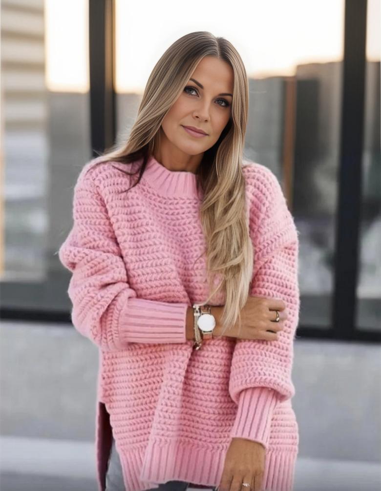 Josy Trui | Zachte Gebreide Trui voor Dames in de kleur Roze voor dames in Lounge stijl ideaal voor de herfst.