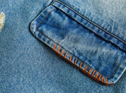 Jouje | Vintage spijkerjasje met franjes in de kleur Blauw voor dames in Heritage stijl ideaal voor de herfst.