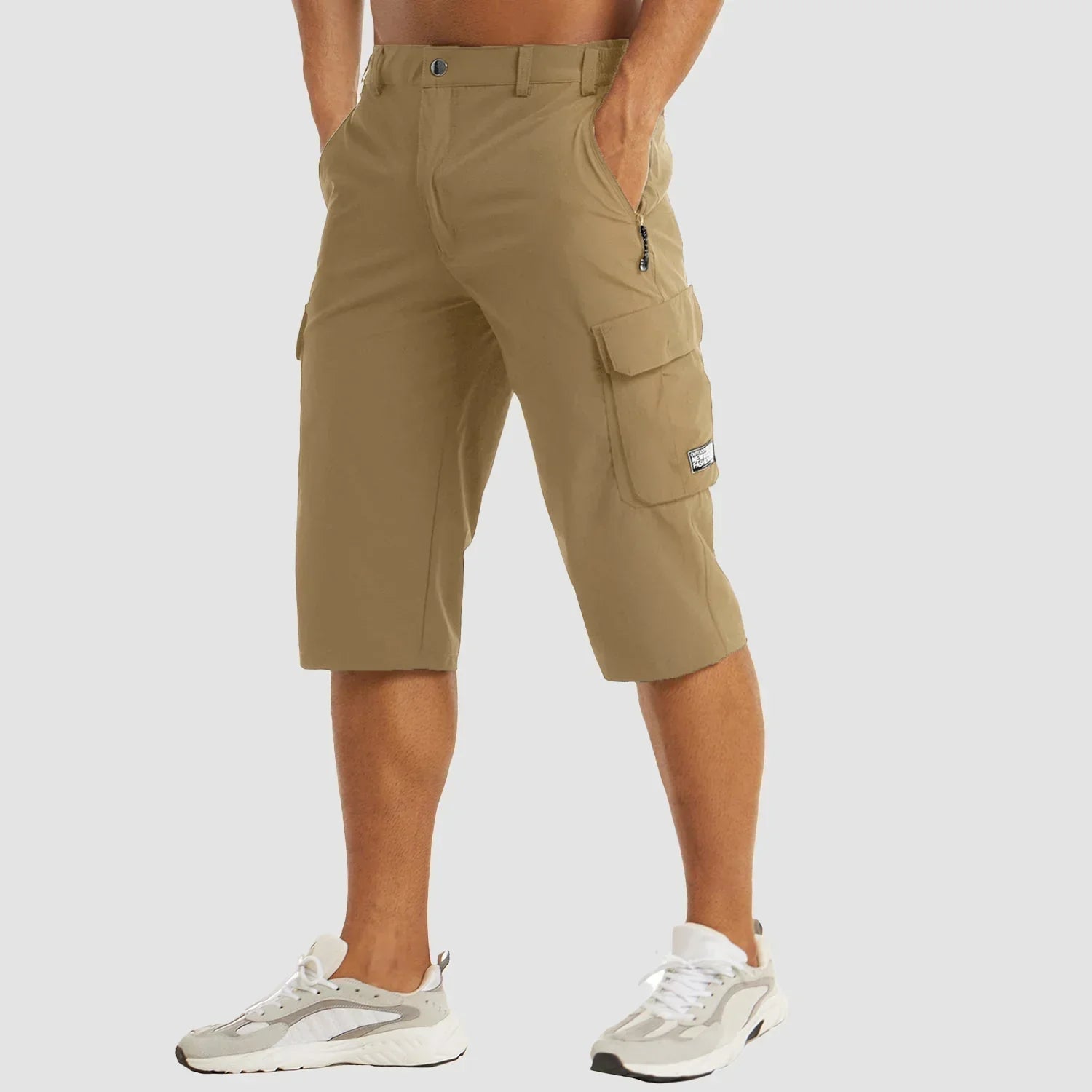 Jules | Sneldrogende heren cargo shorts met zakken in de kleur Khaki voor heren in Outdoor stijl ideaal voor de zomer.