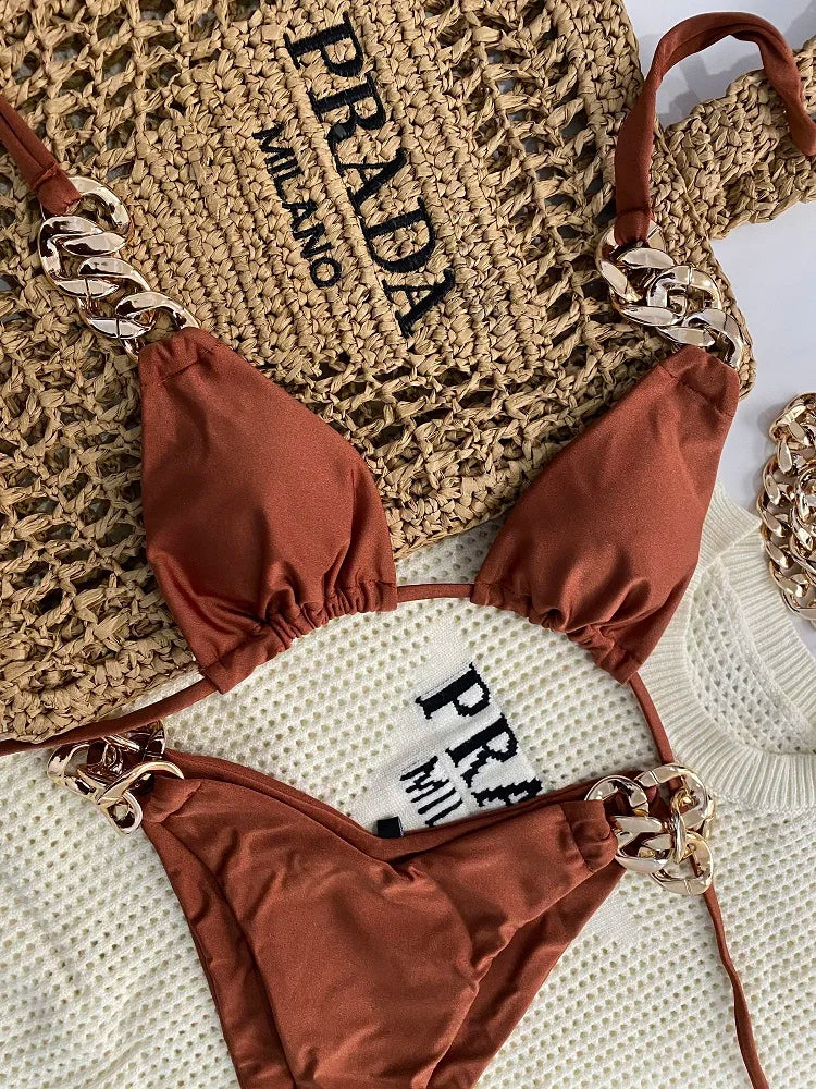 Julitta bikini | Stijlvol & sexy in de kleur Bruin voor dames in Beach stijl ideaal voor de zomer.