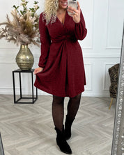 Jurk met effen kleur en gesmoorde taille in de kleur Marineblauw voor dames in stijl ideaal voor de herfst.