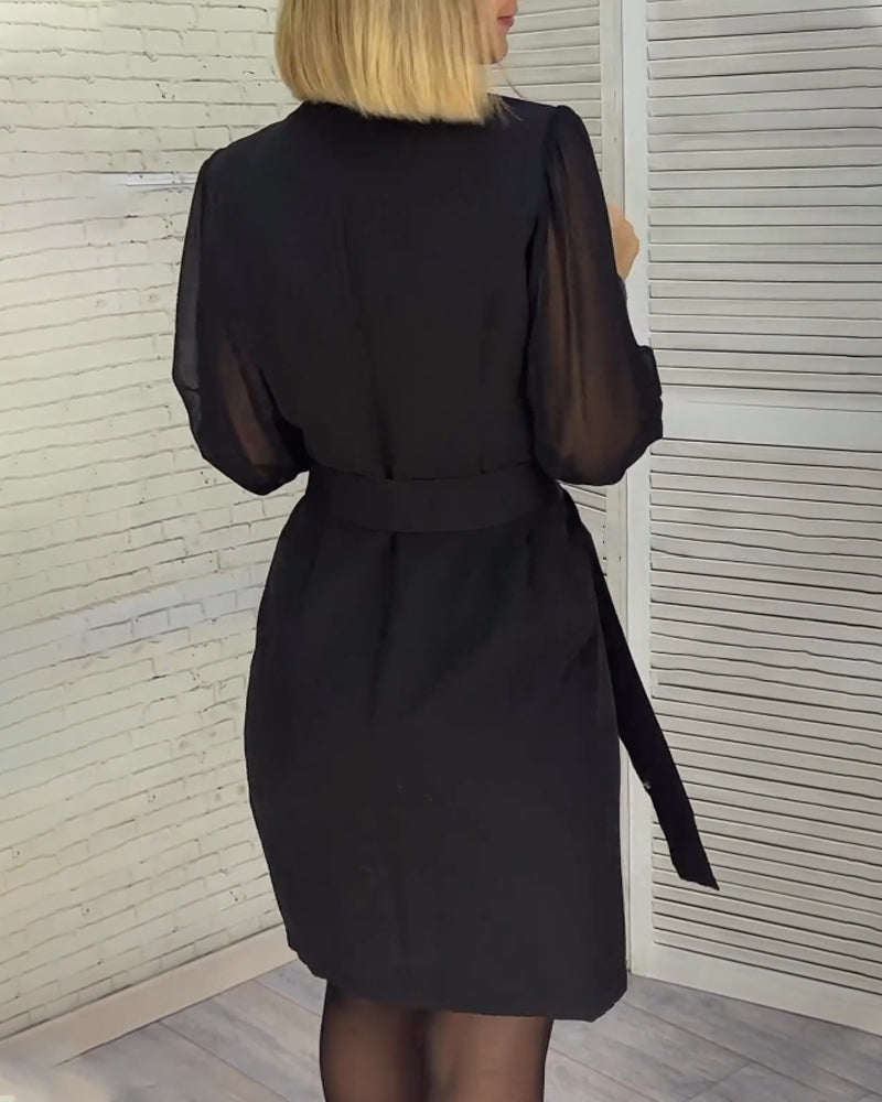 Jurk met lange mouwen en pailletten in de kleur Zwart voor dames in Party stijl ideaal voor de herfst.