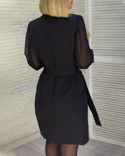 Jurk met lange mouwen en pailletten in de kleur Zwart voor dames in Party stijl ideaal voor de herfst.