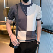 Just-in | Zomerse Casual Gebreide T-shirts in de kleur Grijs voor heren in stijl ideaal voor de zomer.