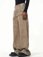 Karl | Designer Jeans met Vintage Wassing in de kleur Koffie voor heren in stijl ideaal voor de herfst.