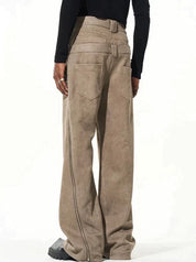 Karl | Designer Jeans met Vintage Wassing in de kleur Koffie voor heren in stijl ideaal voor de herfst.