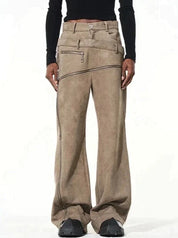 Karl | Designer Jeans met Vintage Wassing in de kleur Koffie voor heren in stijl ideaal voor de herfst.