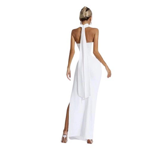 Katja | elegante lange jurk voor dames in de kleur Wit voor dames in stijl ideaal voor de lente.