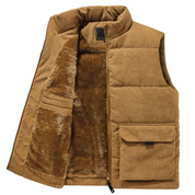 Heren Corduroy Wintervest - gemaakt van hoogwaardig polyester met een slank en gestroomlijnd ontwerp voor moeiteloze stijl. Perfecte toevoeging aan elke winteroutfit.