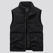 Heren Corduroy Wintervest - gemaakt van hoogwaardig polyester met een slank en gestroomlijnd ontwerp voor moeiteloze stijl. Perfecte toevoeging aan elke winteroutfit.