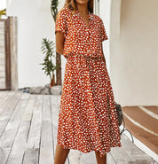 Kyra | Luipaardprint jurk in de kleur Oranje voor dames in stijl ideaal voor de lente.