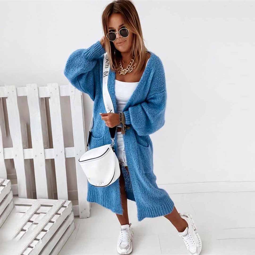 Lang vest voor vrouwen in de kleur Blauw voor dames in stijl geschikt voor alle seizoenen.