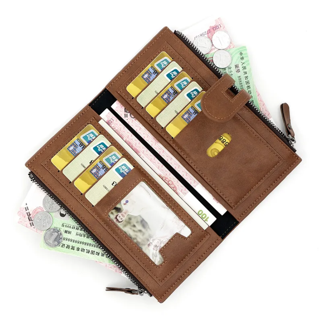 Lange Leren Portemonnee | Praktisch & Stijlvol in de kleur Hemelsblauw voor dames in stijl geschikt voor alle seizoenen.