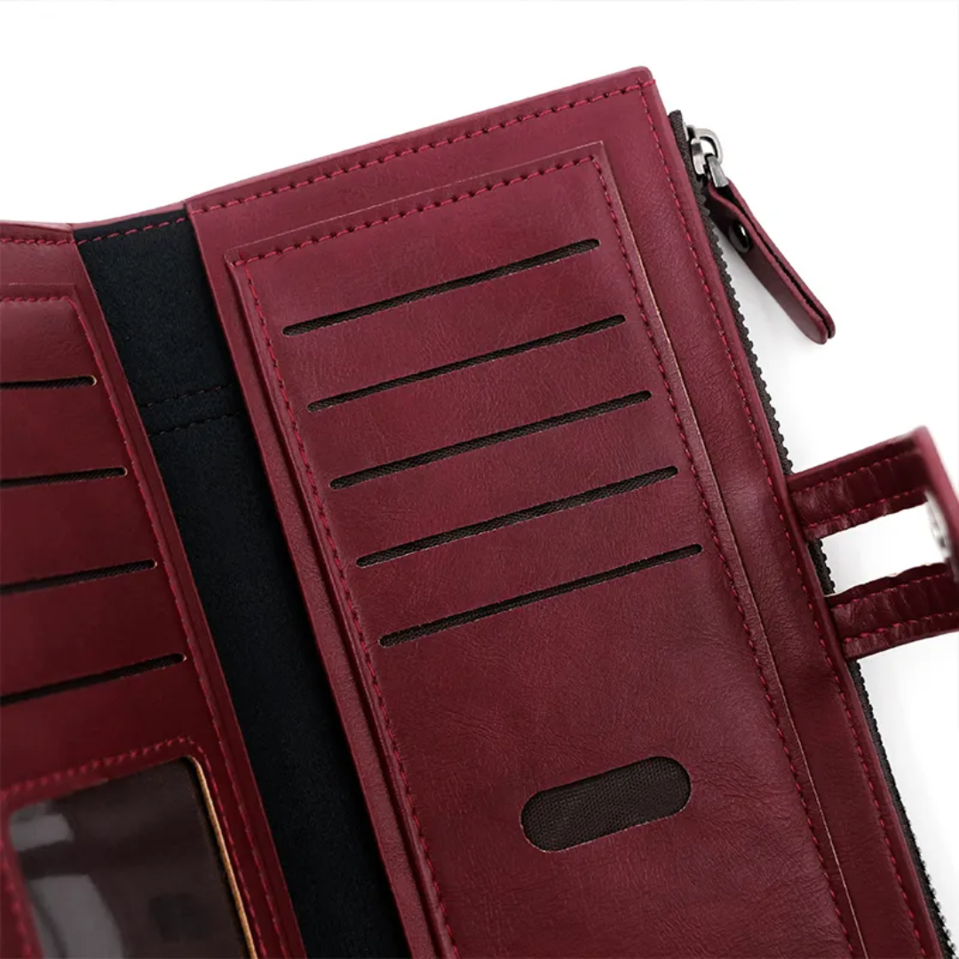 Lange Leren Portemonnee | Praktisch & Stijlvol in de kleur Hemelsblauw voor dames in stijl geschikt voor alle seizoenen.