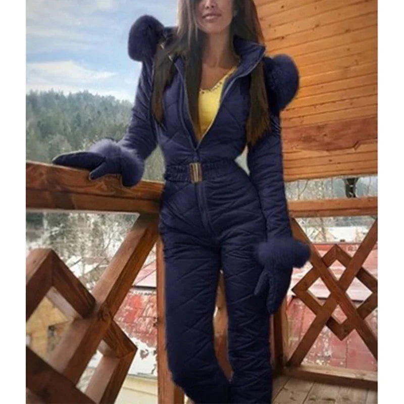 Lara | Dames ski-overall in de kleur Blauw voor dames in stijl ideaal voor de winter