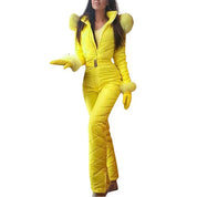 Lara | Dames ski-overall in de kleur Geel voor dames in stijl ideaal voor de winter