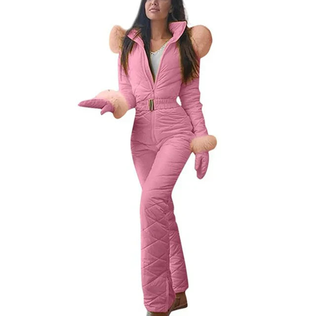 Lara | Dames ski-overall in de kleur Roze voor dames in stijl ideaal voor de winter